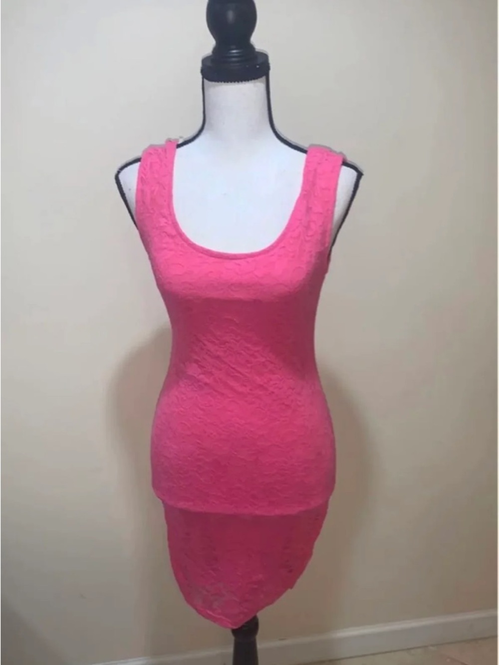 Forever 21 Hot Pink Lace Bodycon Tank Dress